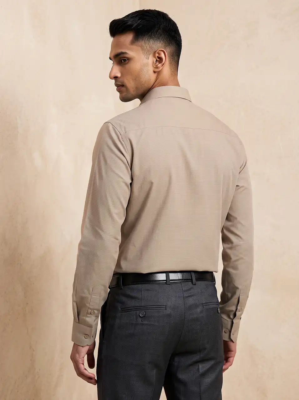 Sandstone Khaki Fil-a-Fil Formal Shirt