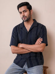 Deep Navy Jacquard Casual Shirt