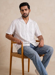 Ivory White Jacquard Casual Shirt