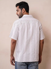 Ivory White Jacquard Casual Shirt