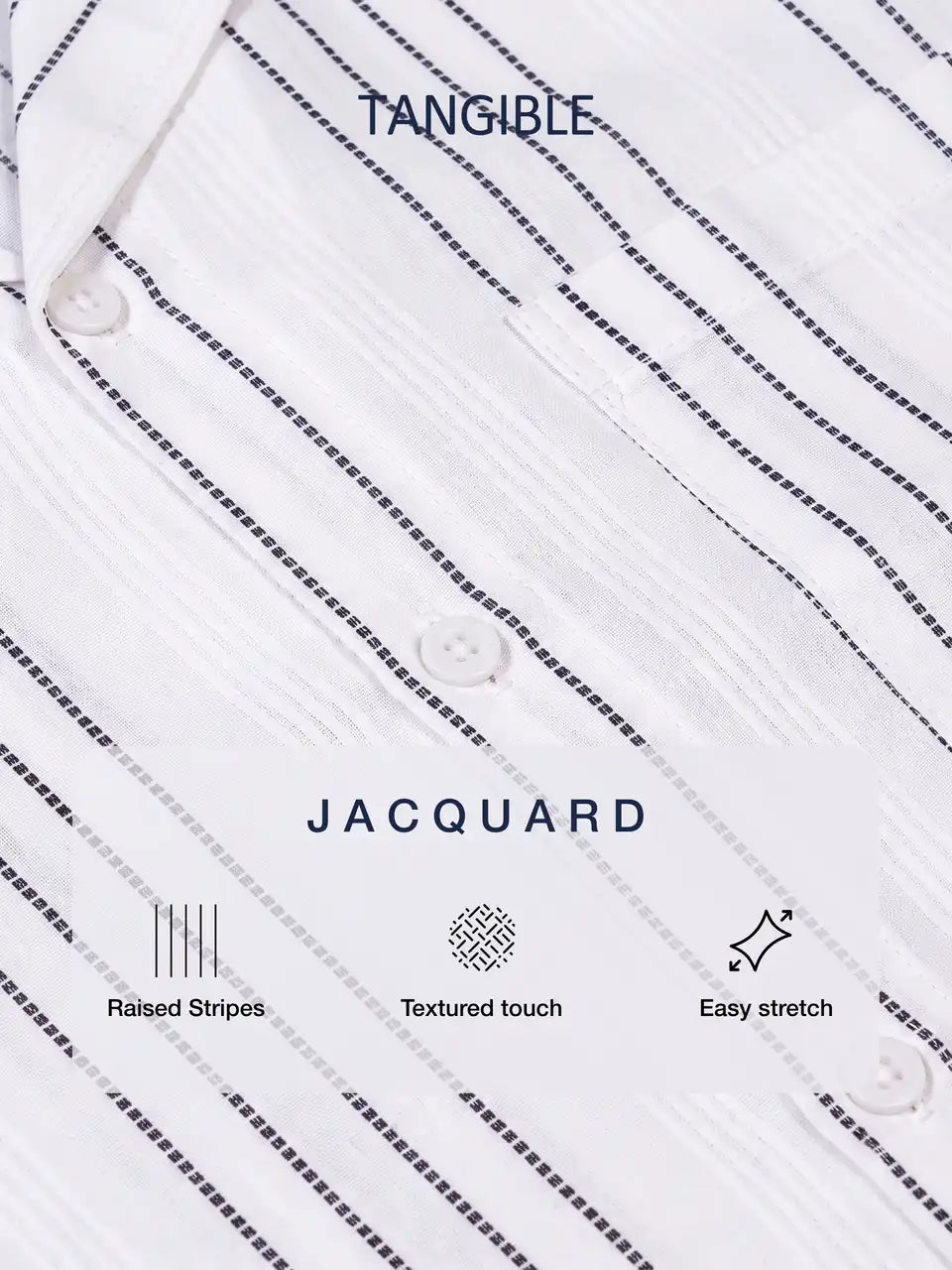 Ivory White Jacquard Casual Shirt