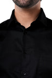 Cotton Elastane Luxe Satin Onyx Black Formal Shirt
