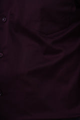 Merlot Plum 98% Cotton 2% Elastane Full Sleeve Formal Shirt for Men | Tangible Luxe Satin Finish Classic Fit Shirt