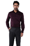 Cotton Elastane Luxe Satin Merlot Plum Formal Shirt