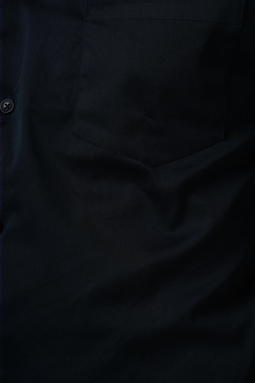 Cotton Elastane Luxe Satin Midnight Navy Formal Shirt