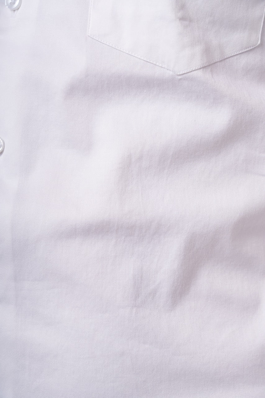 Cotton Elastane Luxe Satin Pearl White Formal Shirt