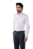 Cotton Elastane Luxe Satin Pearl White Formal Shirt