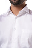 Cotton Elastane Luxe Satin Pearl White Formal Shirt