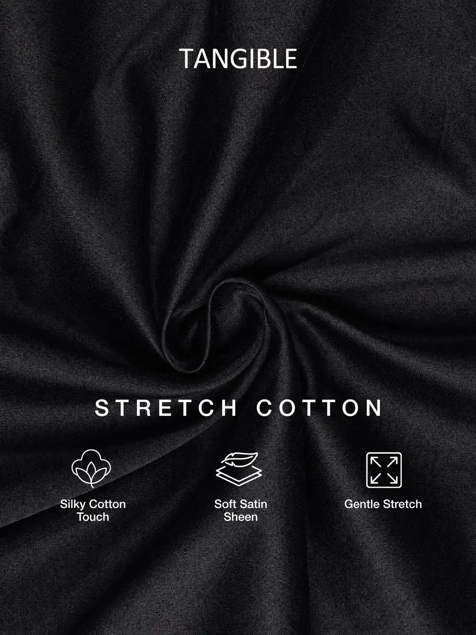 Onyx Black Stretch Cotton Formal Shirt