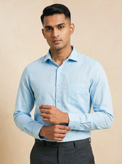 Sky Blue Micro Checks Formal Shirt