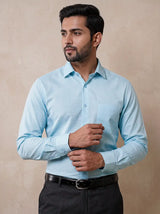 Sky Blue Micro Checks Formal Shirt