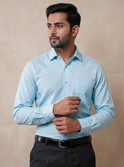 Sky Blue Micro Checks Formal Shirt