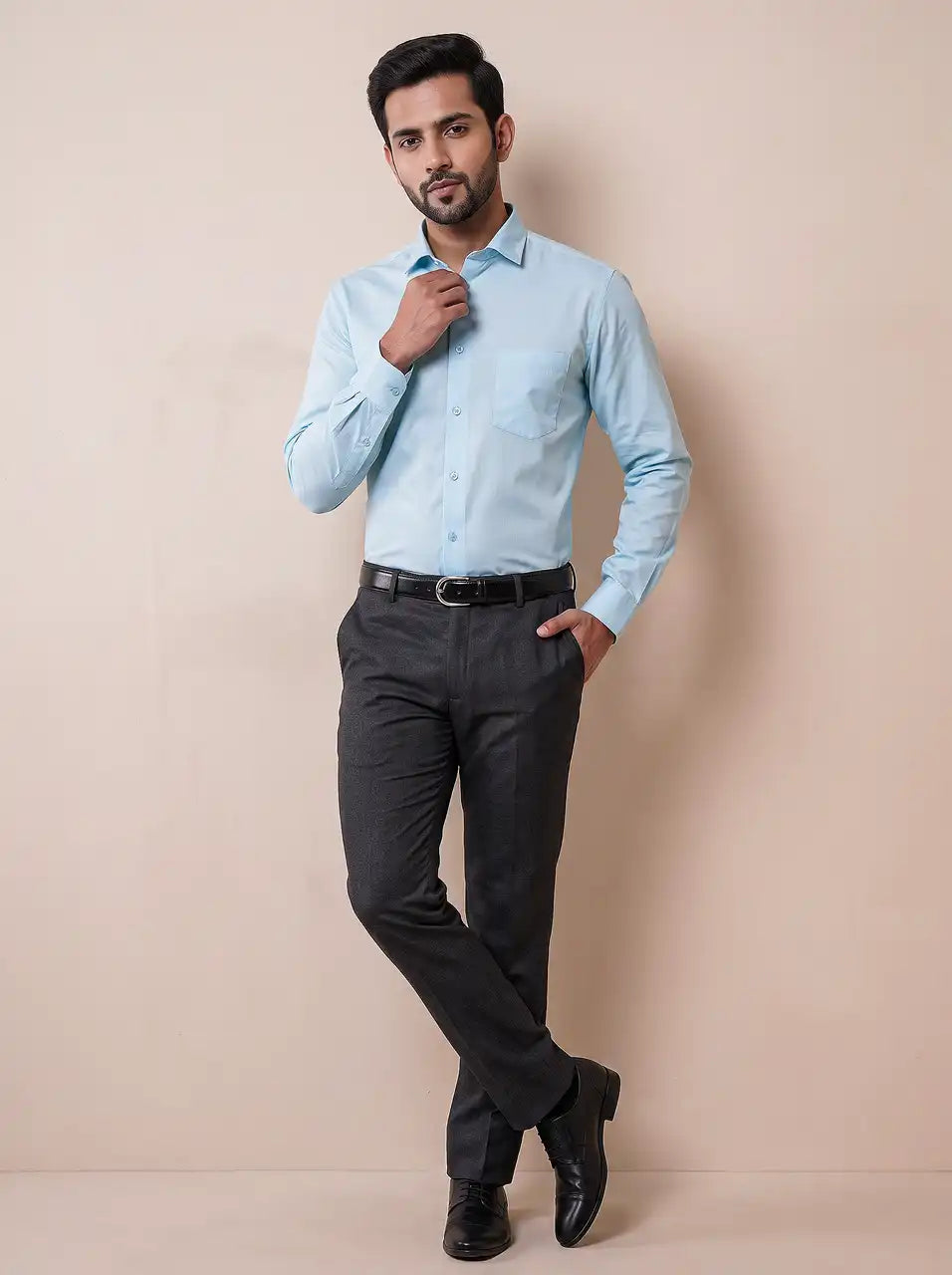 Sky Blue Micro Checks Formal Shirt