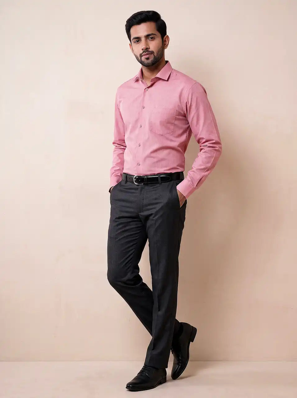 Brick Red Micro Checks Formal Shirt