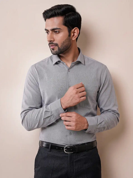 Charcoal Grey Micro Checks Formal Shirt
