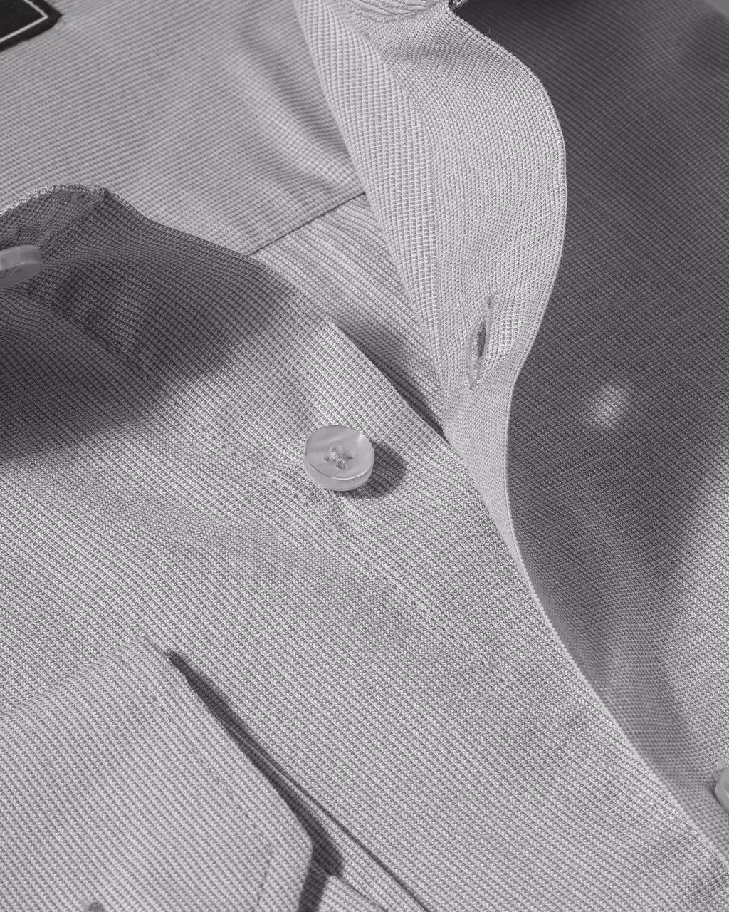 Charcoal Grey Micro Checks Formal Shirt