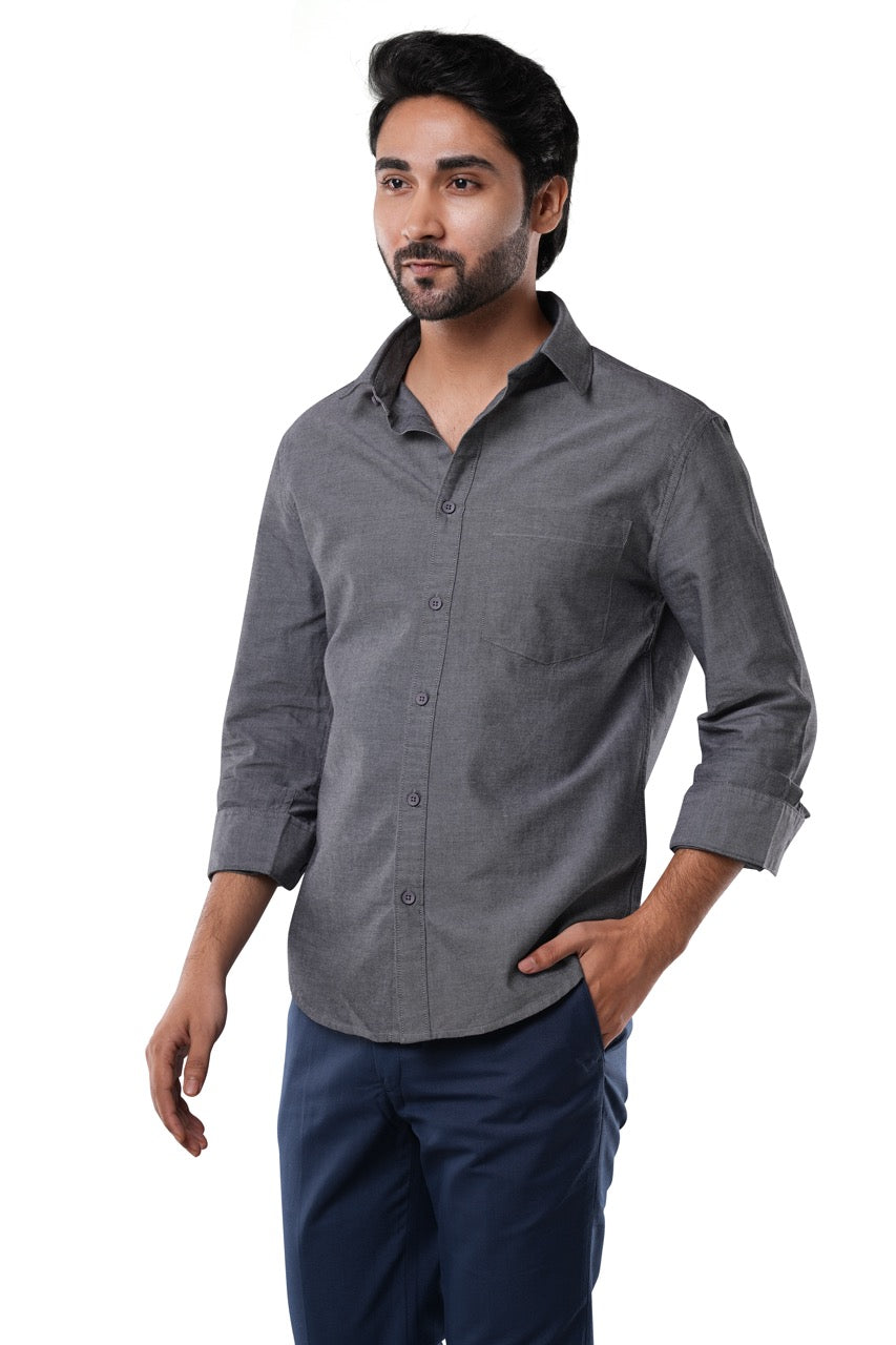 100% Cotton Oxford Signature Graphite Black Casual Shirt