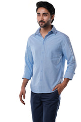 Coastal Blue 100% Cotton Oxford Shirt for Men | Tangible Signature Blue Casual Classic Fit