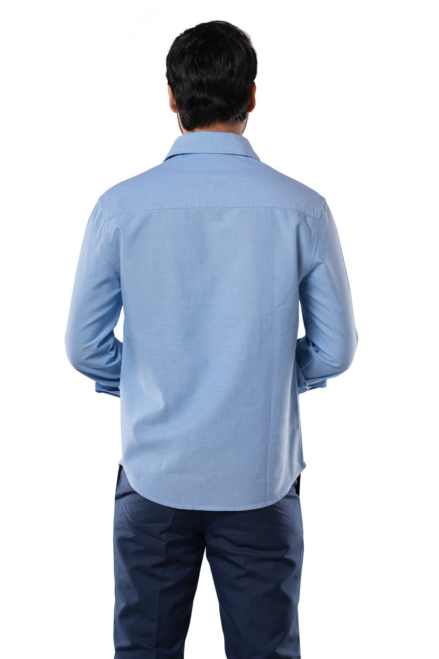 100% Cotton Oxford Signature Coastal Blue Casual Shirt