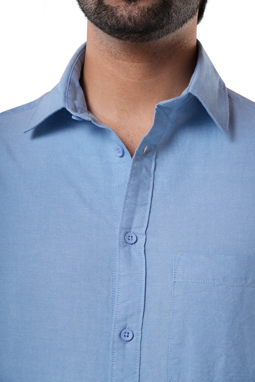 100% Cotton Oxford Signature Coastal Blue Casual Shirt