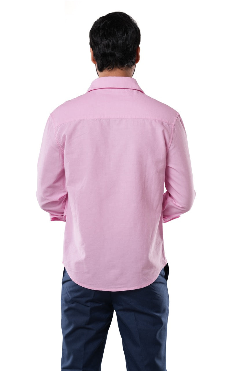 100% Cotton Oxford Casual Shirt in Pink