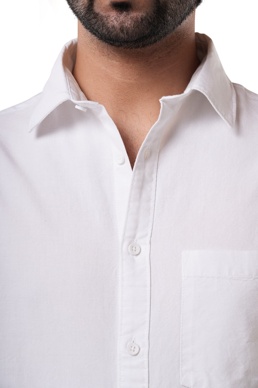 100% Cotton Oxford Signature Pure White Casual Shirt