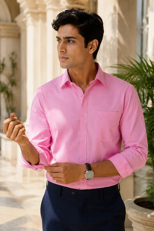 Coral Depth 100% Cotton Oxford Shirt for Men | Tangible Signature Red Pink Casual Classic Fit