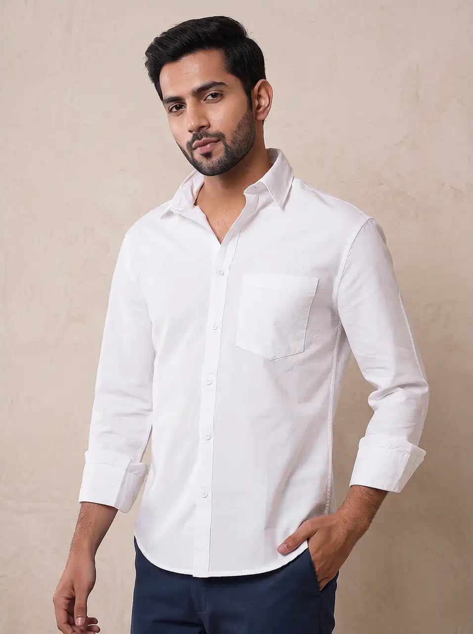 Pure White Oxford Casual Shirt
