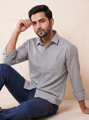 Steel Grey Oxford Casual Shirt
