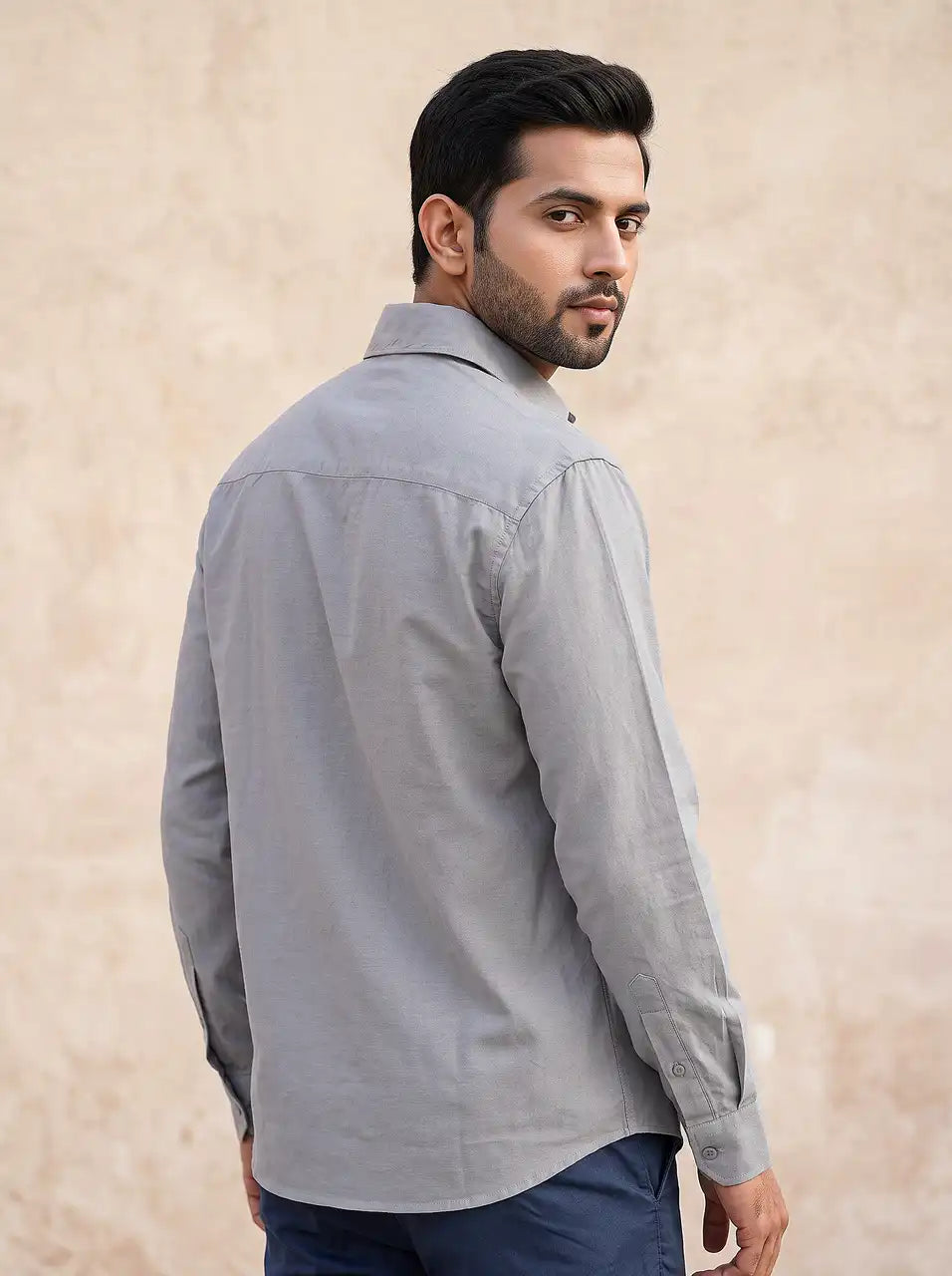 Steel Grey Oxford Casual Shirt