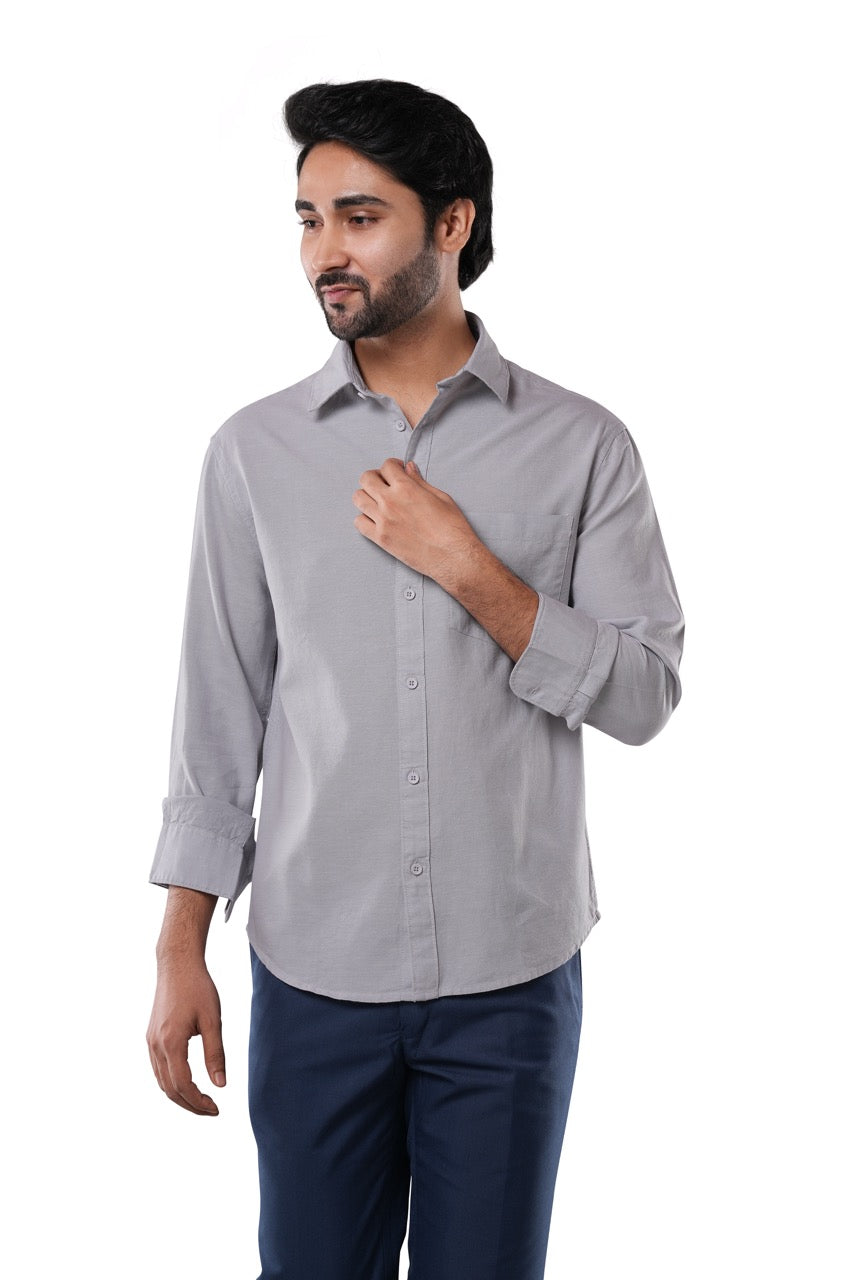 100% Cotton Oxford Signature Steel Grey Casual Shirt