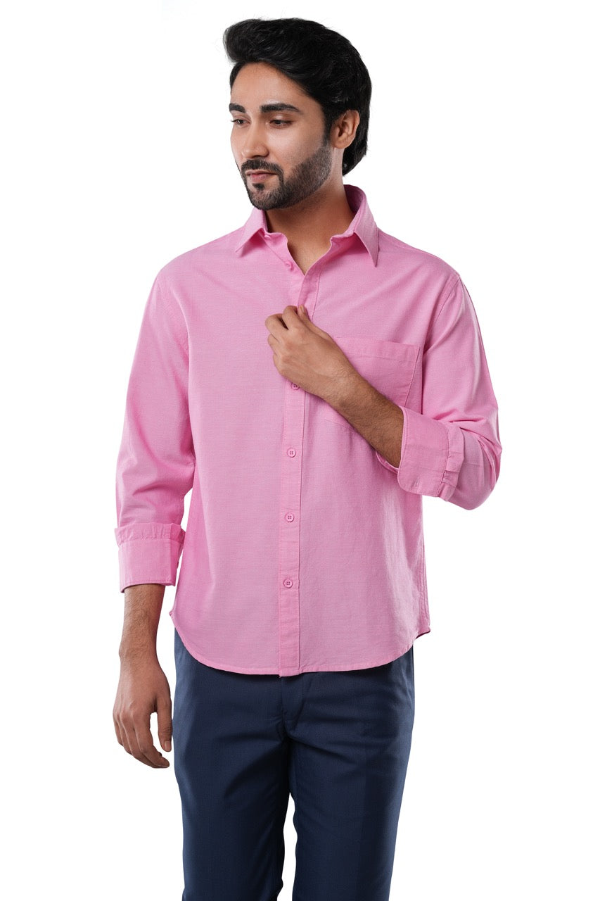 100% Cotton Oxford Signature Coral Depth Casual Shirt