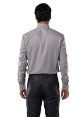 Charcoal Grey 80% Poly 20% Cotton Full Sleeve Formal Shirt for Men | Tangible Refined Micro Checks Classic Fit Shirt