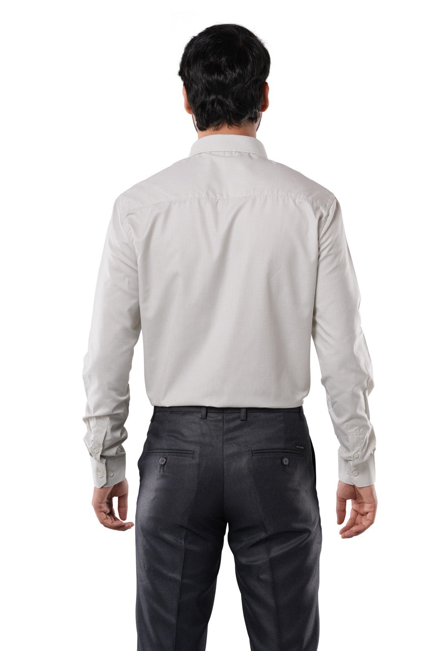 Olive Mist 80% Poly 20% Cotton Full Sleeve Formal Shirt for Men | Refined Micro Checks Classic Fit Classic Shirt