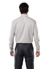 Olive Mist 80% Poly 20% Cotton Full Sleeve Formal Shirt for Men | Refined Micro Checks Classic Fit Classic Shirt