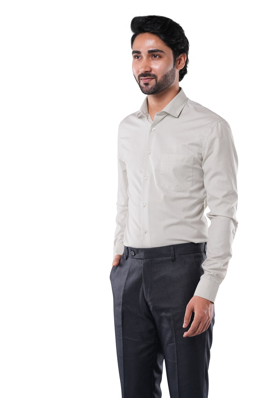 Poly Cotton Refined Pin Stripe Olive Mist Formal Shirt