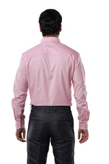 Blush Pink 80% Poly 20% Cotton Formal Shirt for Men | Refined Micro Checks Classic Fit
