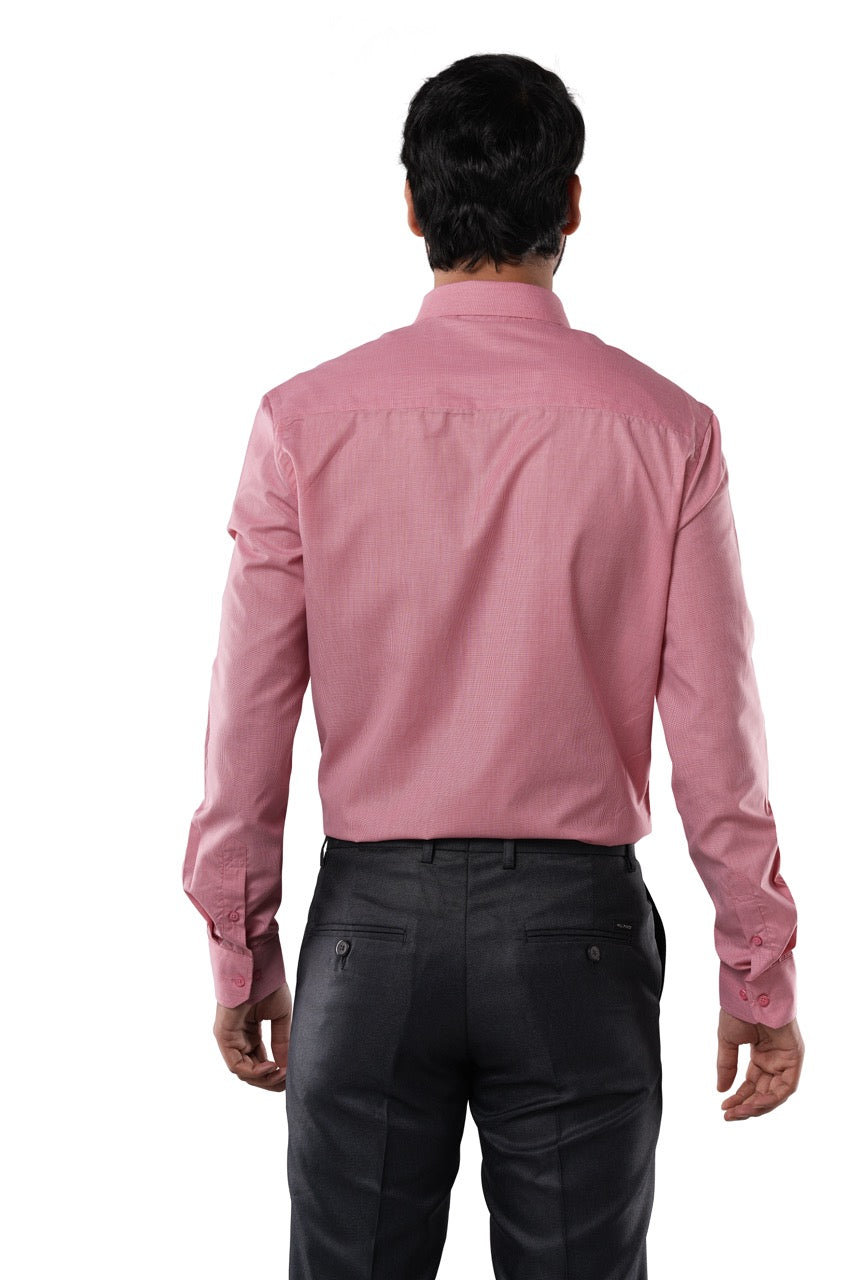 Brick Red 80% Poly 20% Cotton Full Sleeve Formal Shirt for Men | Tangible Refined Micro Checks Classic Fit Shirt