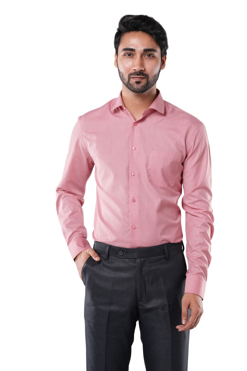 Poly Cotton Refined Pin Stripe Brick Red Formal Shirt