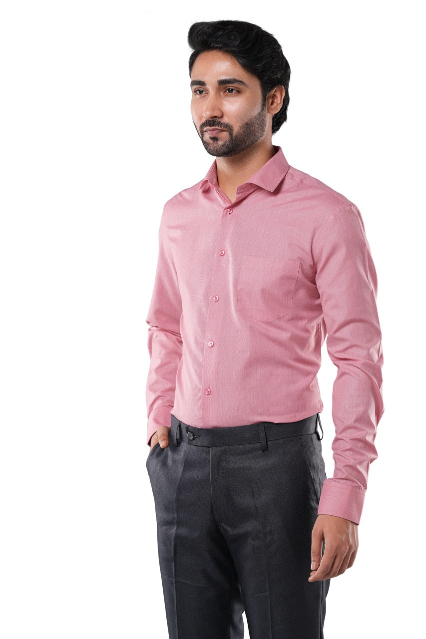 Brick Red 80% Poly 20% Cotton Full Sleeve Formal Shirt for Men | Tangible Refined Micro Checks Classic Fit Shirt