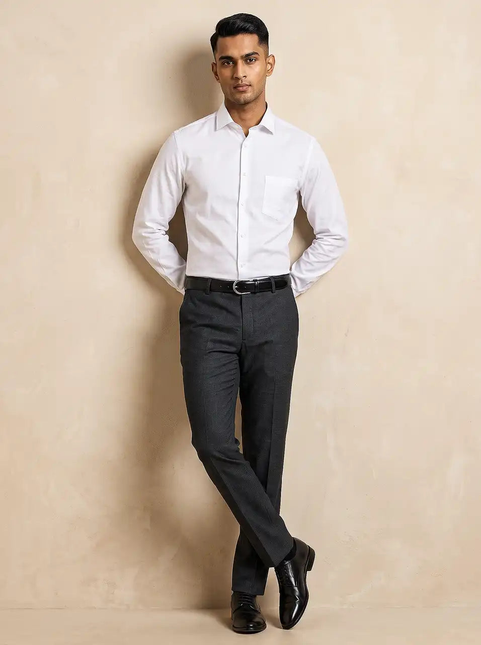 Prime White Pixel Dobby Formal Shirt