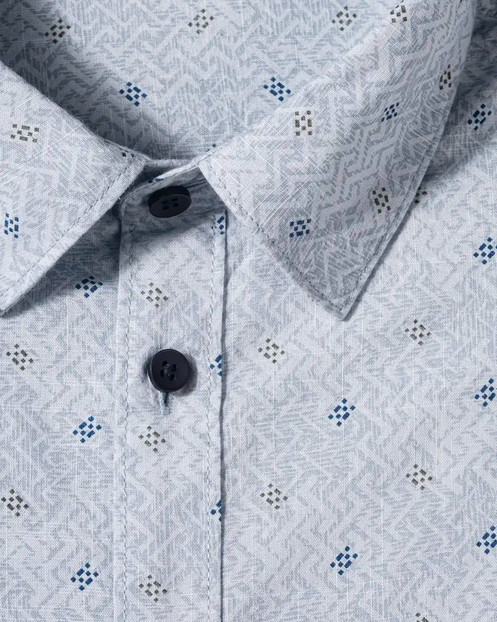 Marine Blue Printed Cotton Casual Shirt
