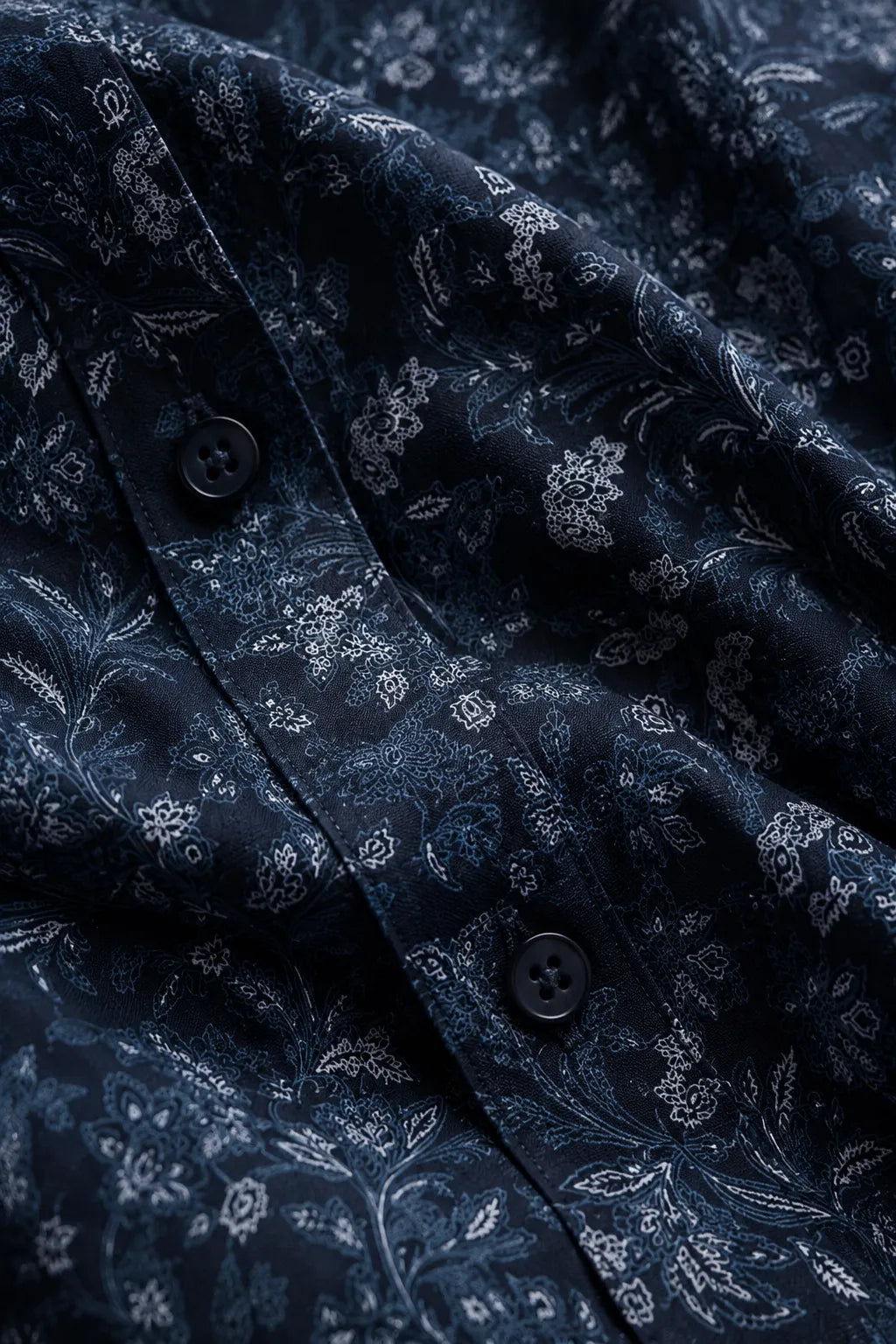 Deep Indigo 100% Cotton Navy Blue Floral Print Shirt for Men | Riviera Slub Casual Classic Fit Floral Shirt