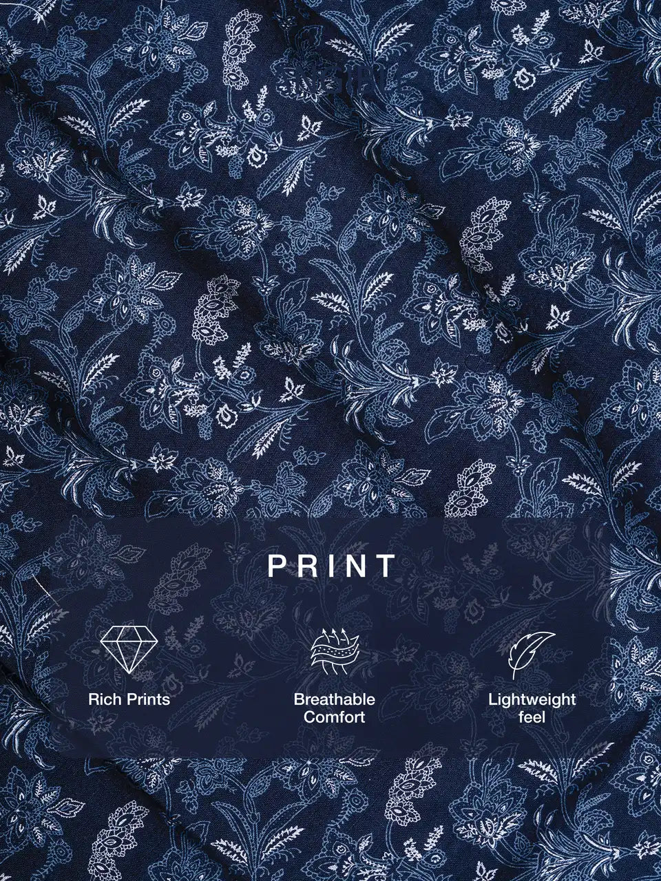 Deep Indigo Printed Cotton Casual Shirt