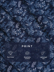 Deep Indigo Printed Cotton Casual Shirt