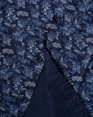 Deep Indigo Printed Cotton Casual Shirt