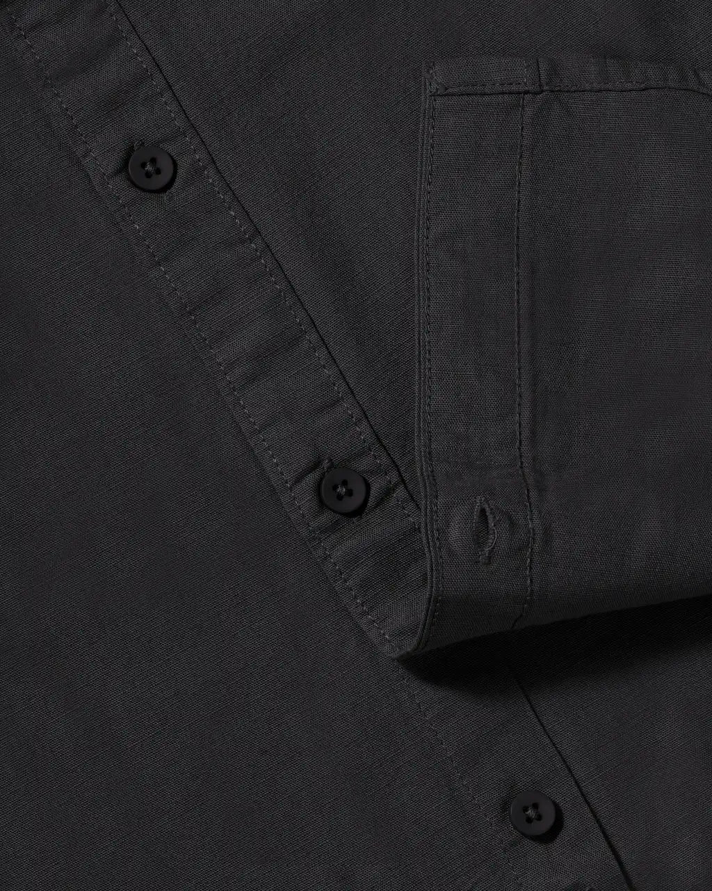 Midnight Black Slub Cotton Casual Shirt