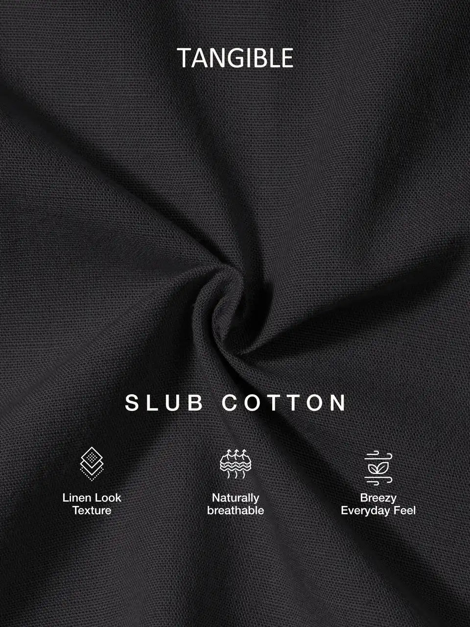 Midnight Black Slub Cotton Casual Shirt