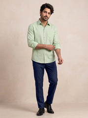 Sage Mist Slub Cotton Casual Shirt
