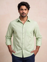 Sage Mist Slub Cotton Casual Shirt